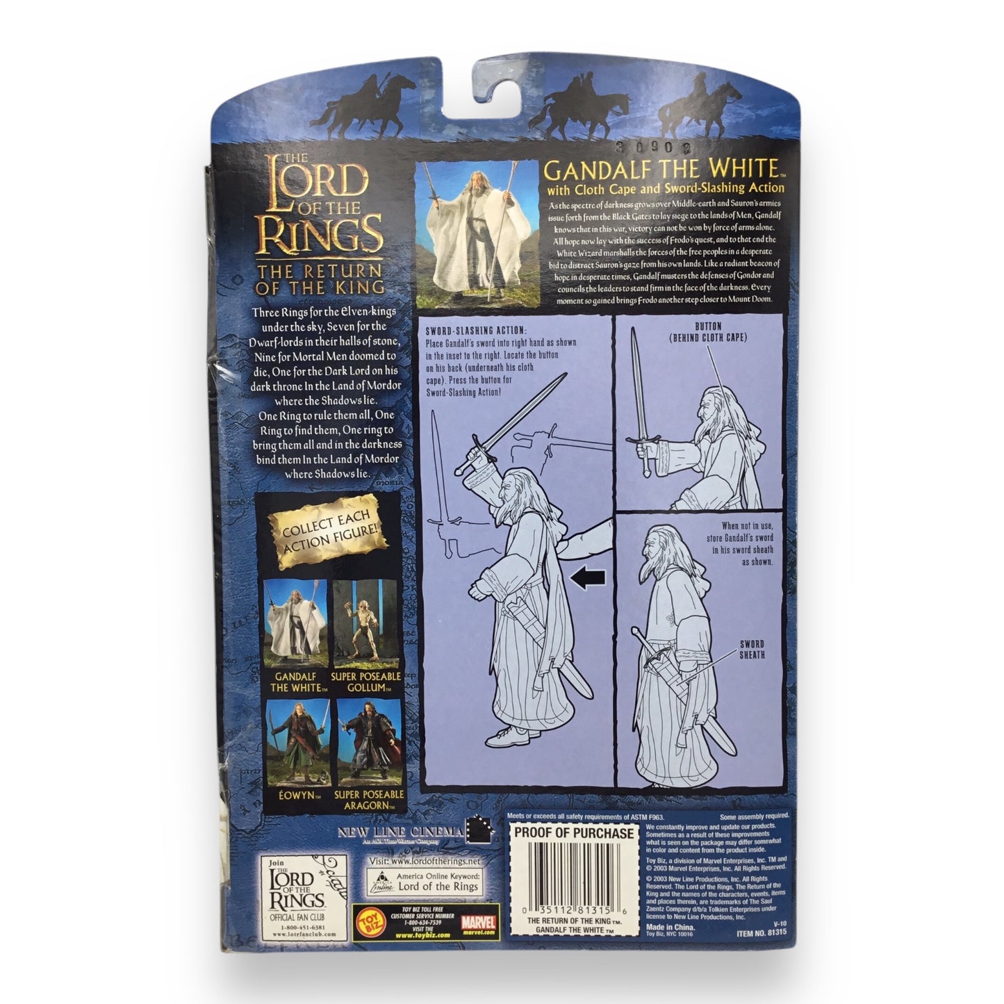 Lord of the Rings Return of the King Gandalf the White with Cloth Cape & Sword-Slashing Action (Toy Biz, New in Box)