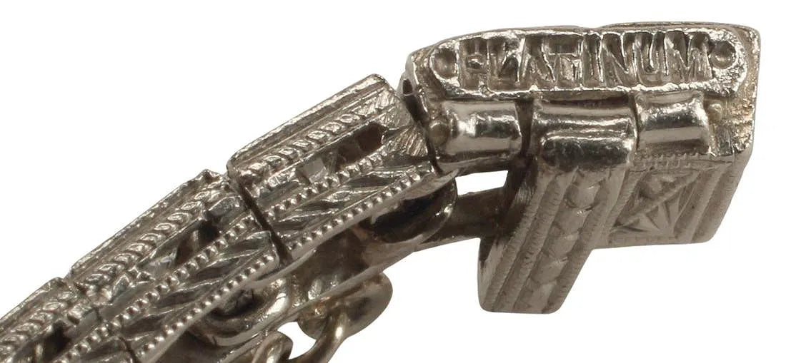 Art Deco Style Platinum Diamond Link Bracelet | Over 3 Carats Total Diamond Weight | Sapphire Accents