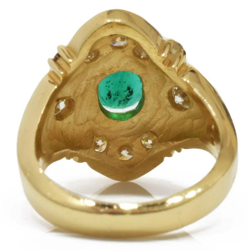 14KT Yellow Gold Ring w/ 1.65ct Emerald & 1.00ct Diamond Accents