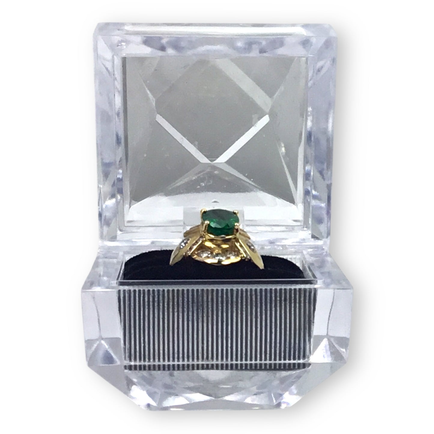 14KT Yellow Gold Ring w/ 1.65ct Emerald & 1.00ct Diamond Accents