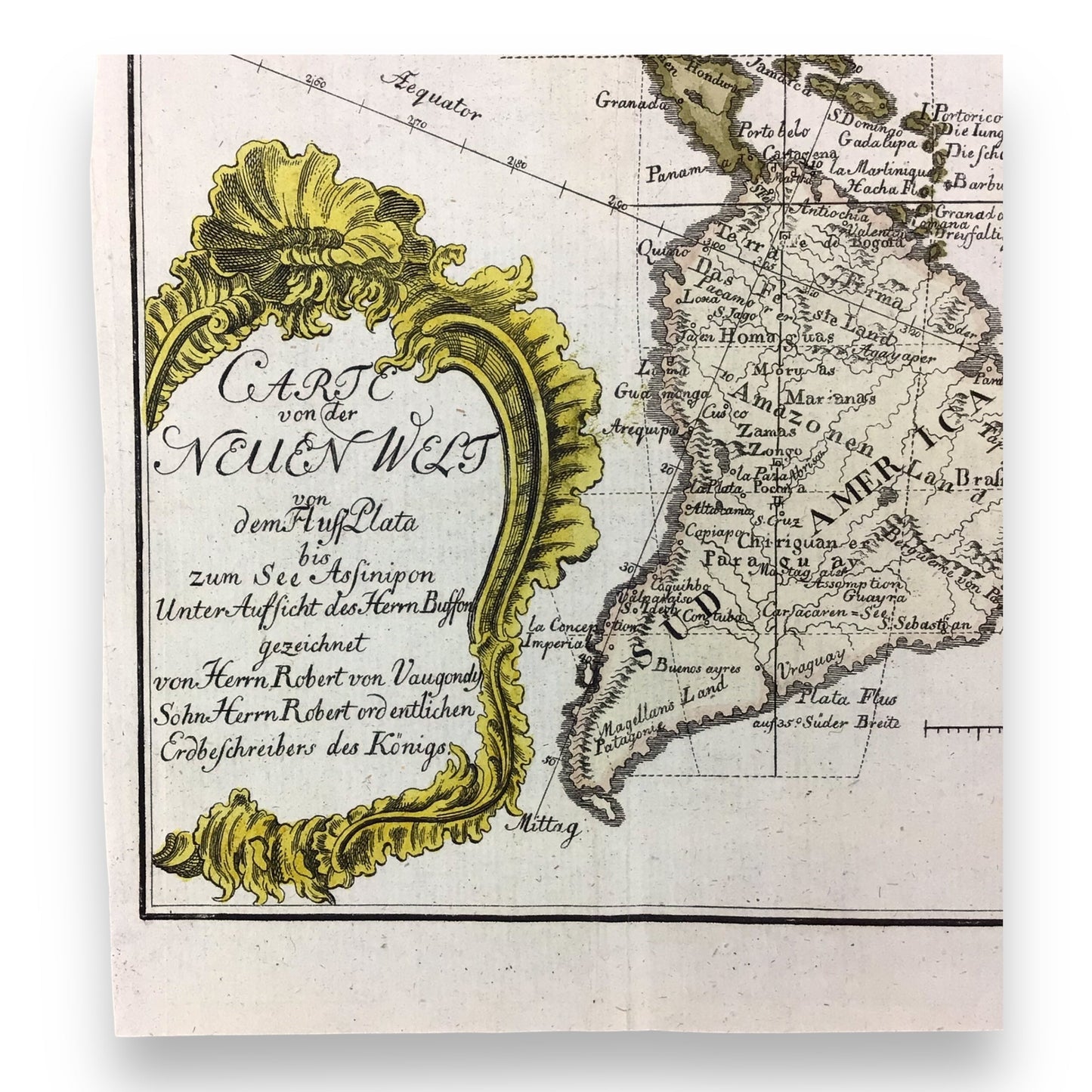 1771 Map "Carte von der Neuen Welt" by Vaugondy – Rare Copper Engraving