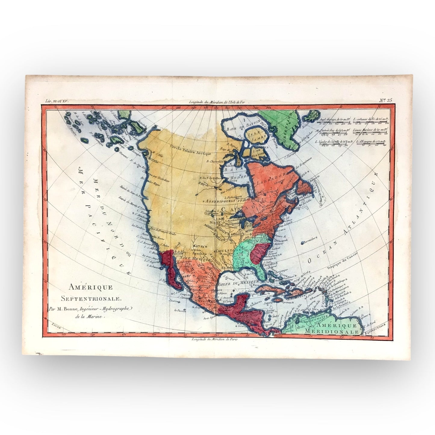 1780 Antique Map of North America by Rigobert Bonne – Amerique Septentrionale