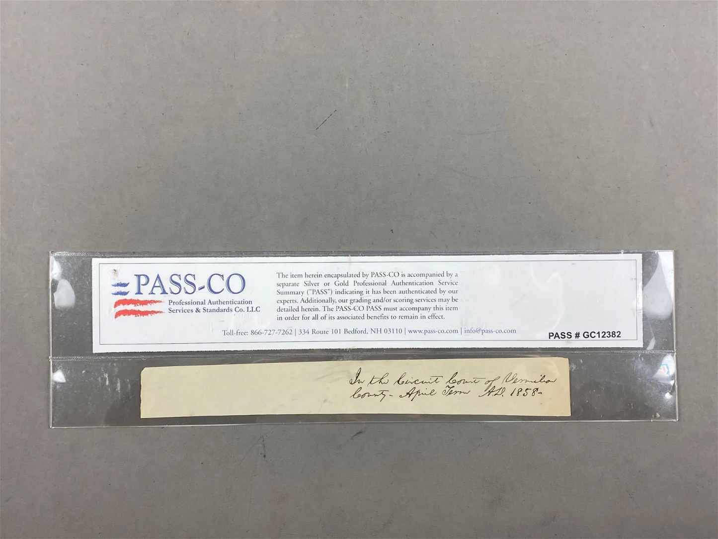 1858 Abraham Lincoln Written Document Fragment With COA