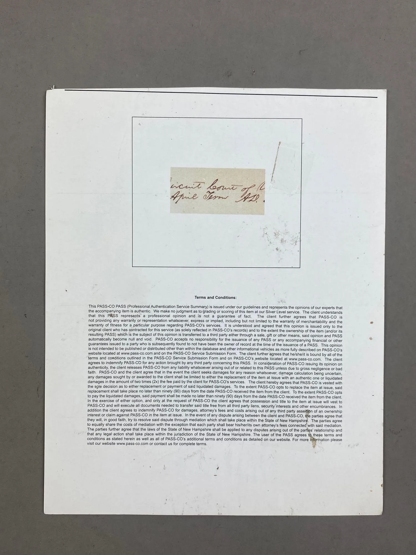 1858 Abraham Lincoln Written Document Fragment With COA