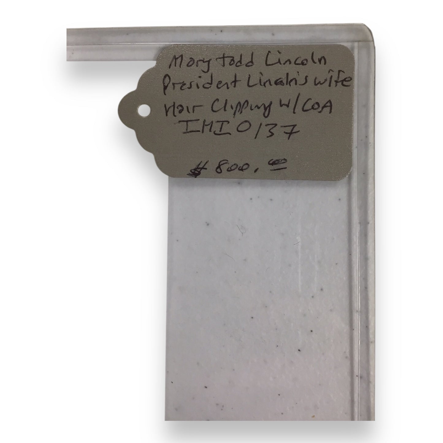 Mary Todd Lincoln Hair Clipping with COA