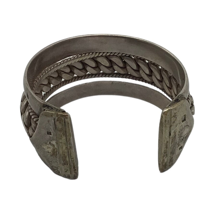 1940’s Egyptian Cairo Bracelet Heavy Solid Sterling Silver Woven Rope Sailing Themed