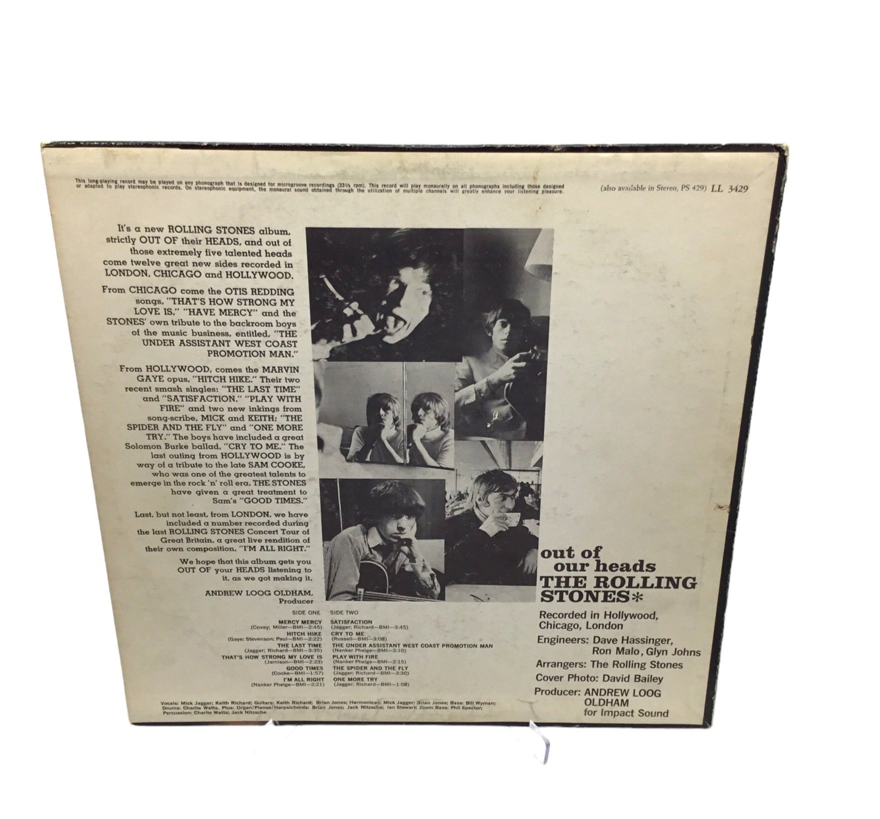 1965 The Rolling Stones - out of our heads - Cover & Vinyl VG+ Mono FFRR Label - LL3429