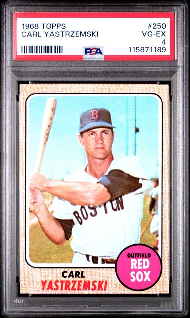 1968 Topps #250 Carl Yastrzemski VG-EX Nice Centering PSA 4 - 115871189