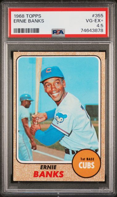 1968 Topps Baseball #355 - Ernie Banks, Chicago Cubs - PSA 4.5 VG-EX+
