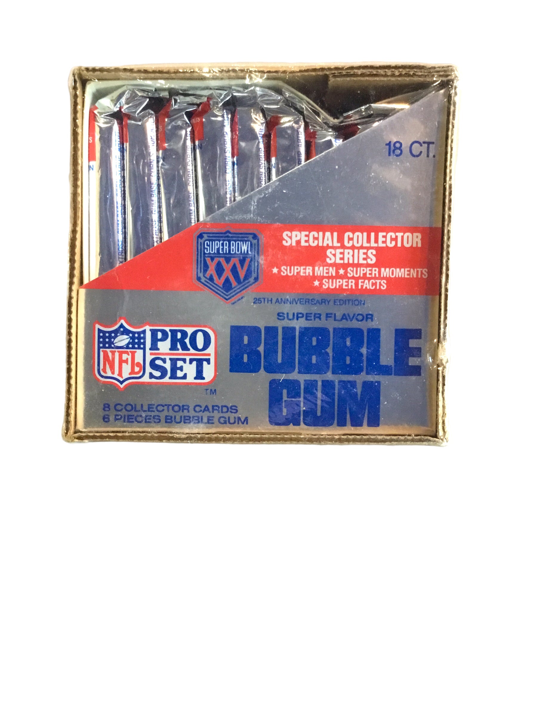 1990 Pro Set NFL Super Bowl XXV Edition Bubble Gum Pack Football Cards 18 Packs 8 Cards per Pack