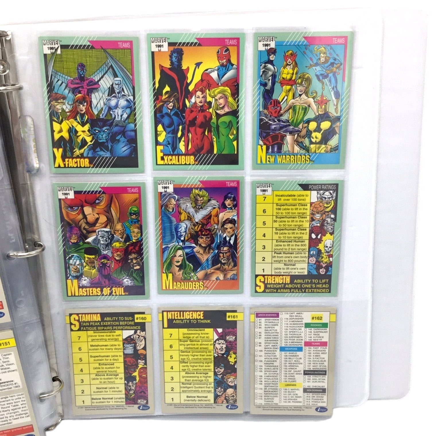 1991 Marvel Universe Comics Trading Card Series 2 Set Complete Impel cards 1-162 in Binder