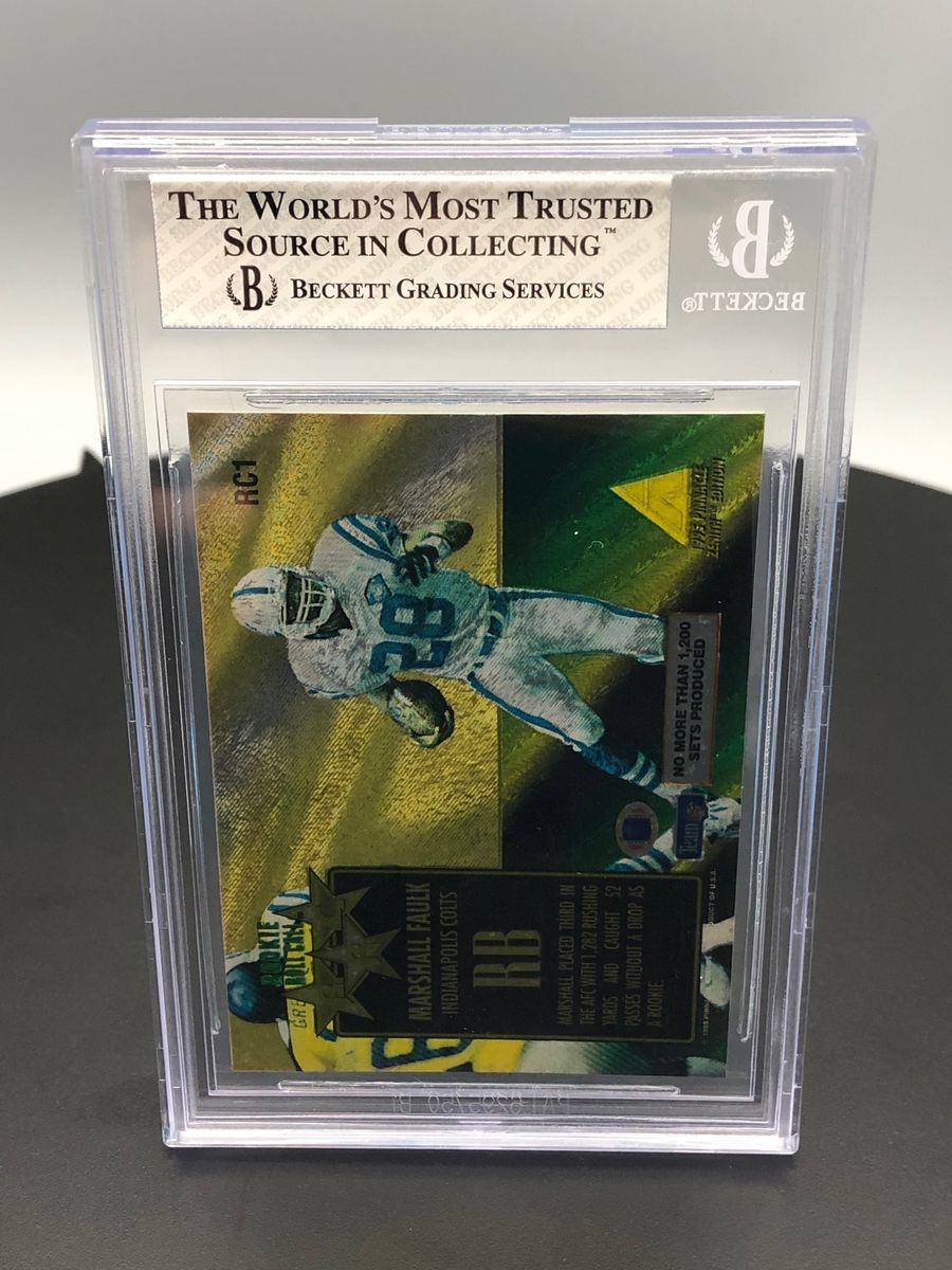1995 Pinnacle Zenith Marshall Faulk Rookie Roll Call #RC1 /1200 BGS 7 RC