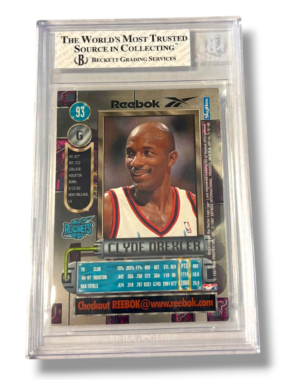 1997-98 Metal Universe #93 Bronze Reebok Chase Clyde Drexler BGS 7.5 - 0013420369