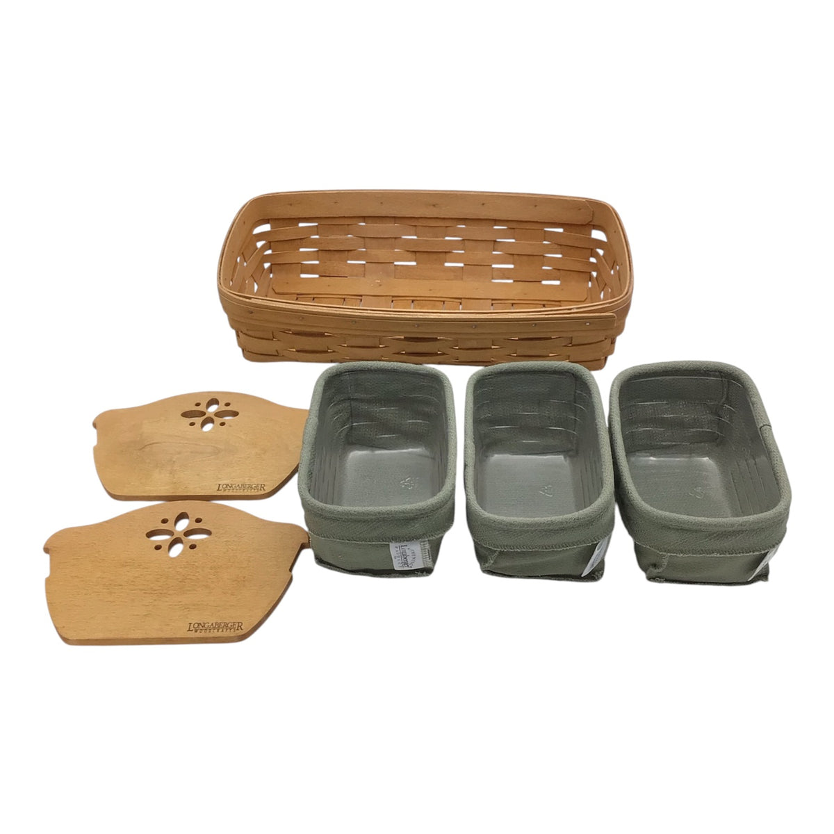 Longaberger Bread Basket w/ Dividers, Liners, & Plastic Protectors
