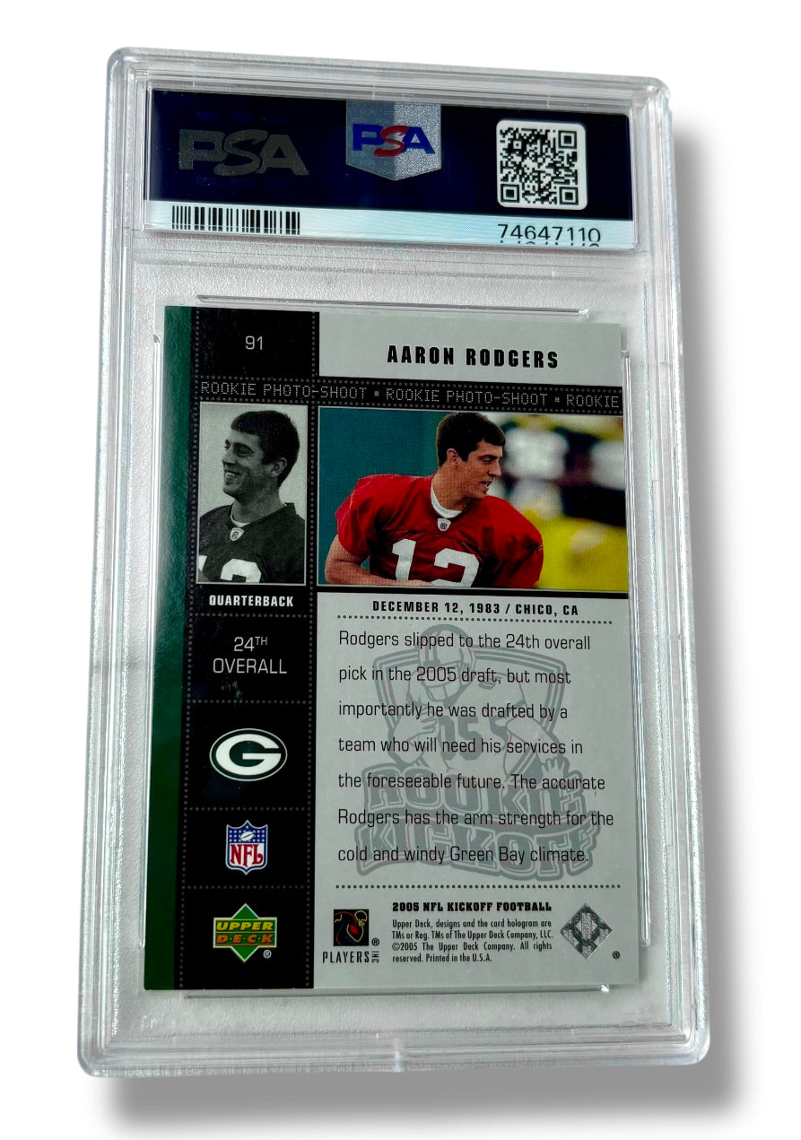 2005 Upper Deck Rookie Kickoff RC Aaron Rodgers PSA 9 - 74647110