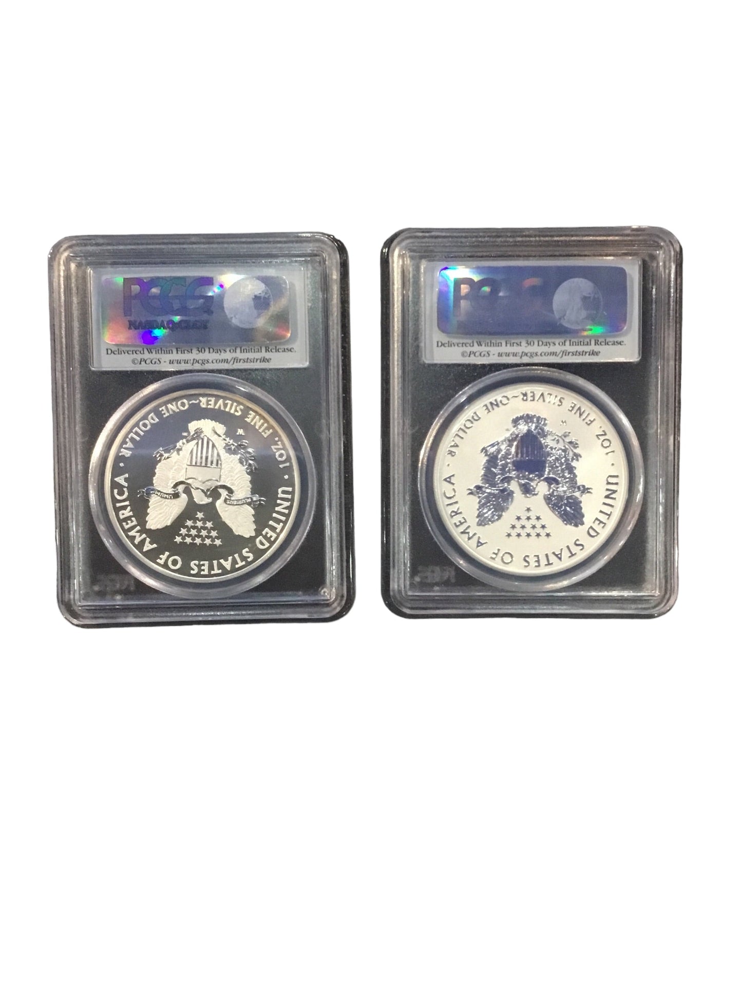 2013-W PCGS Graded MS70/PR70 Set of Two 1 Oz Fine Silver Enhanced Mint State & Reverse Proof