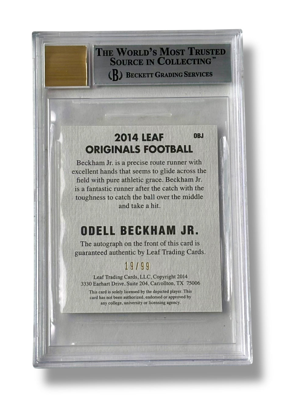 2014 Leaf Originals '48 Yellow /99 Odell Beckham Jr RC BGS 9 Auto 8 - 0013421991