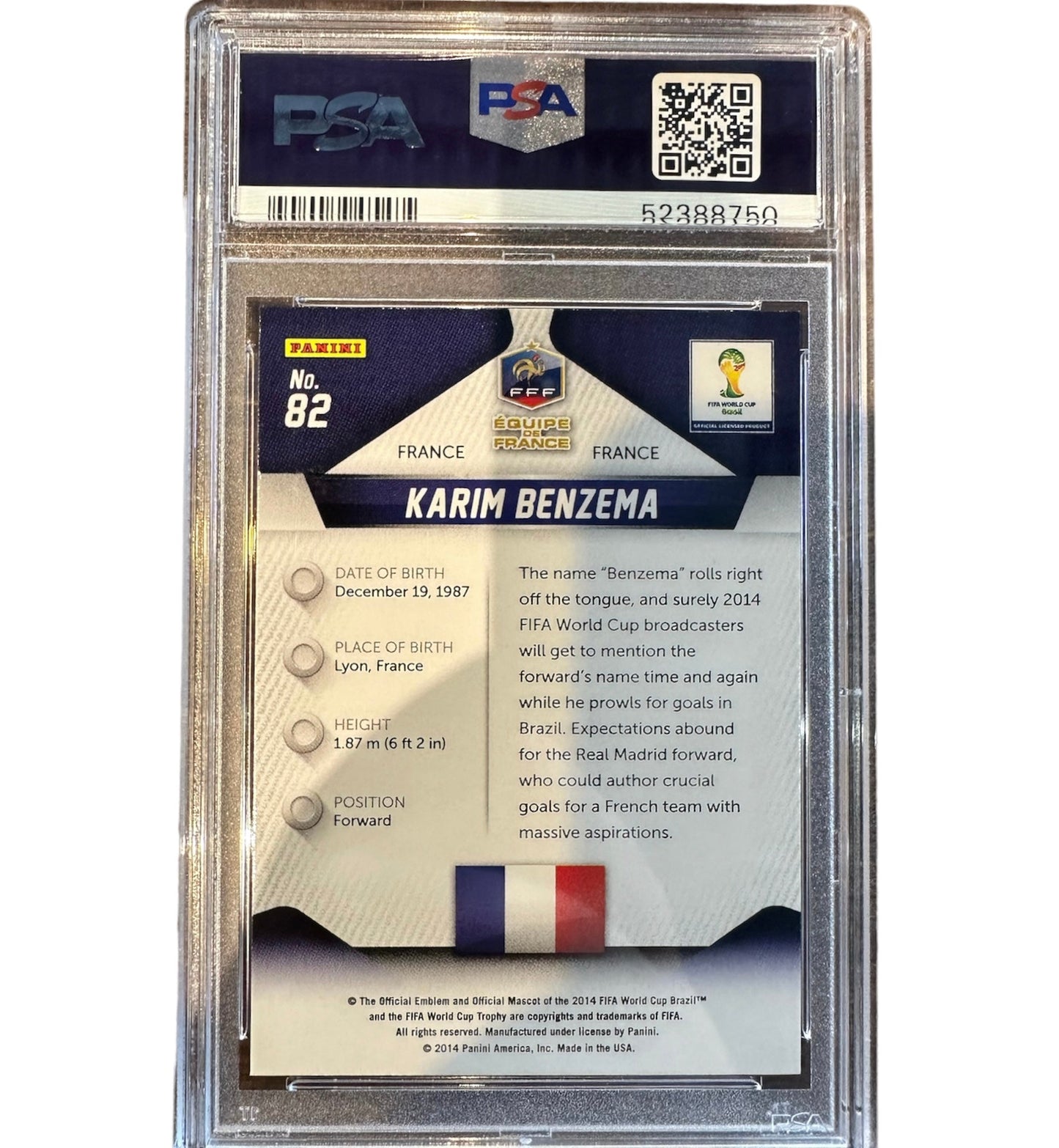 2014 Prizm Karim Benzema PSA 10 World Cup #82 Card