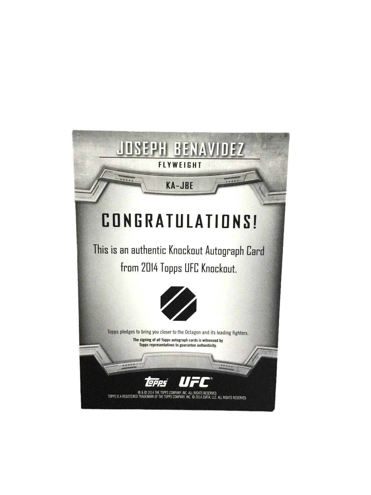 2014 Topps UFC Knockout Autographs #KAJBE Joseph Benavidez Boxing Card #2/8
