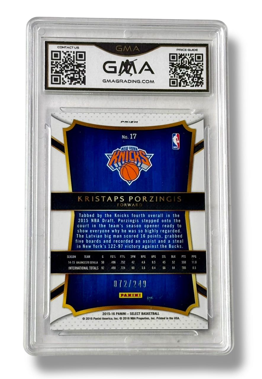2015 Select Blue Prizm /249 Kristaps Porzingis Rookie RC GMA 10 - 1566817