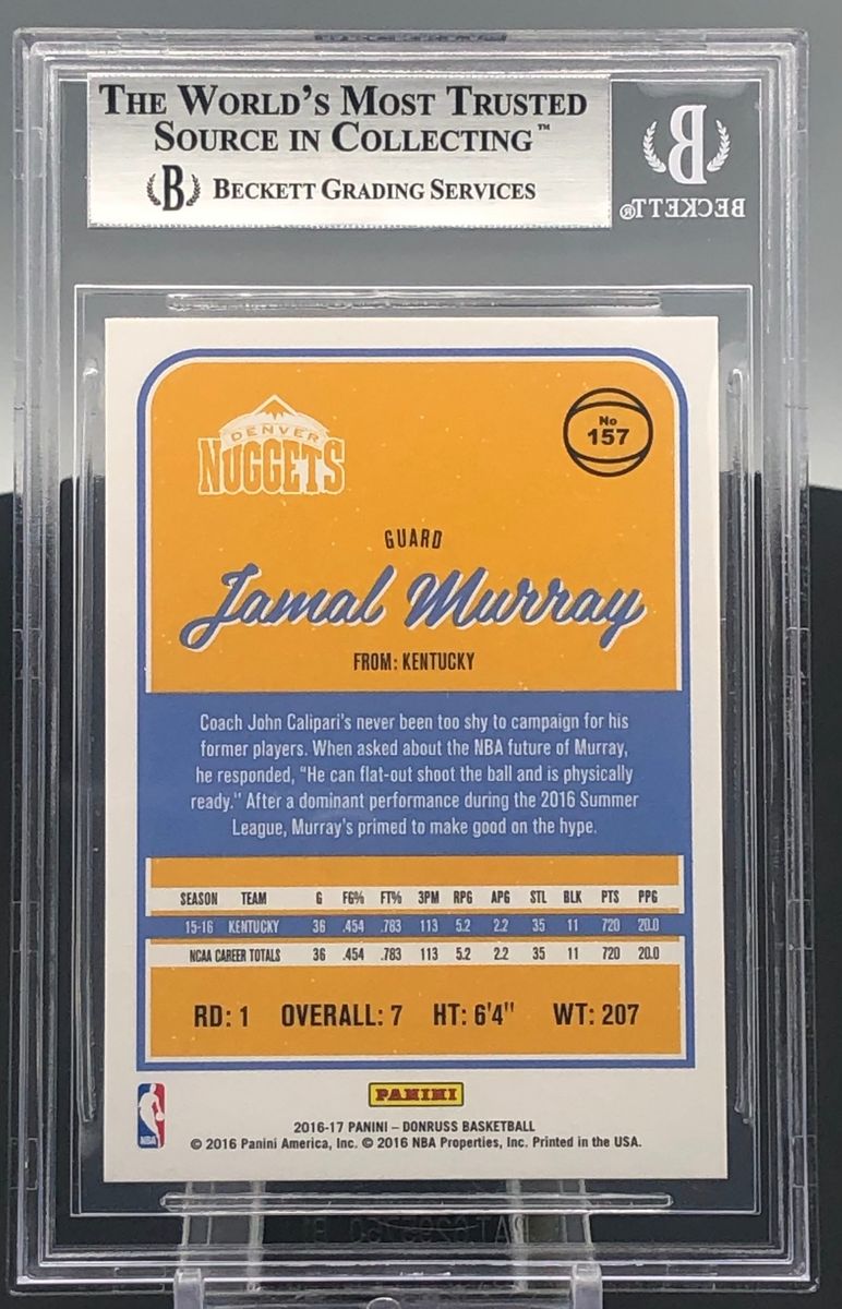 2016-17 Donruss Jamal Murray BGS 9 Rookie RC Nuggets #157