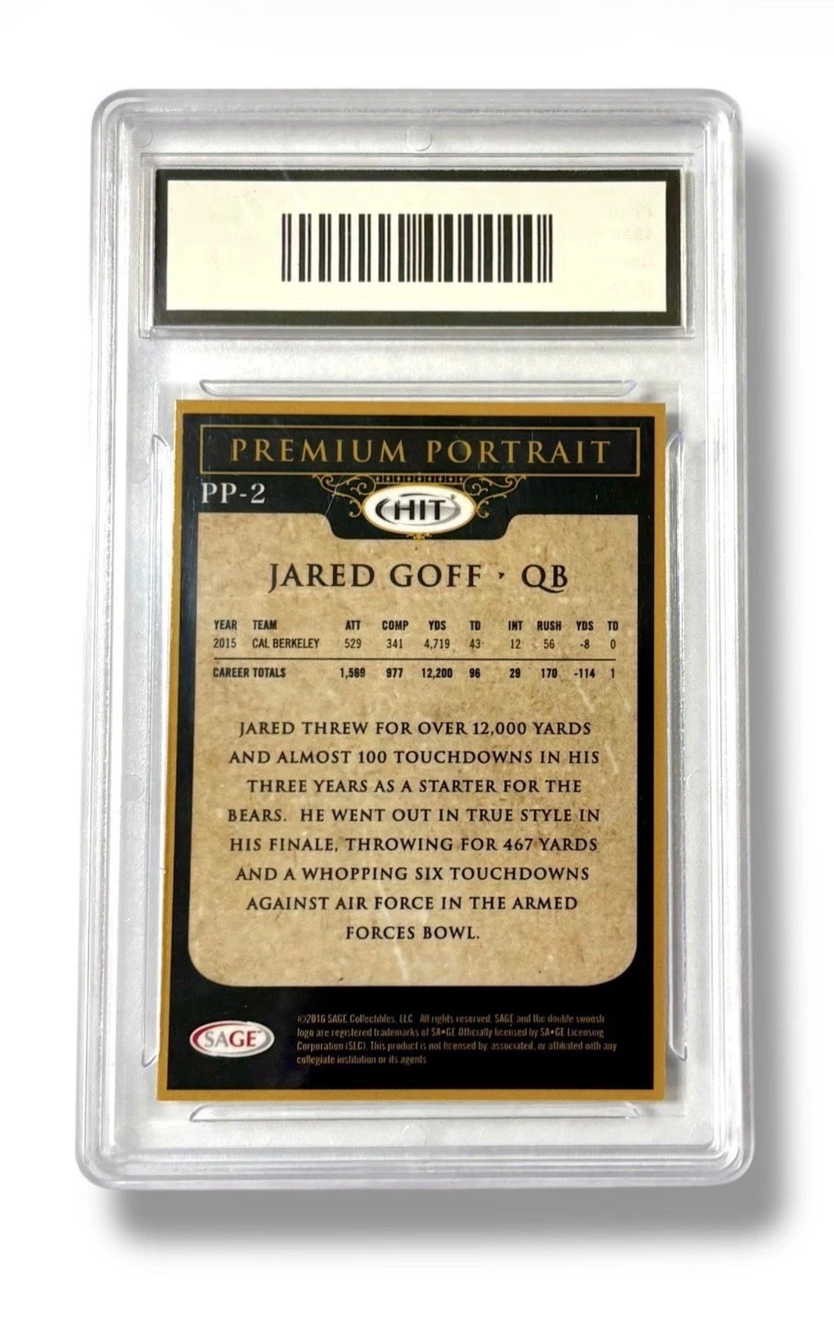 2016 Sage Hit #PP-2 Jared Goff Rookie RC PGA 10 - 781459