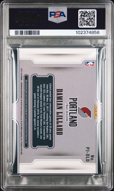2017 Dominion Damian Lillard 2 Color Game Used Patch /15 Auth Auto PSA 10 Pop 1! - 102374858