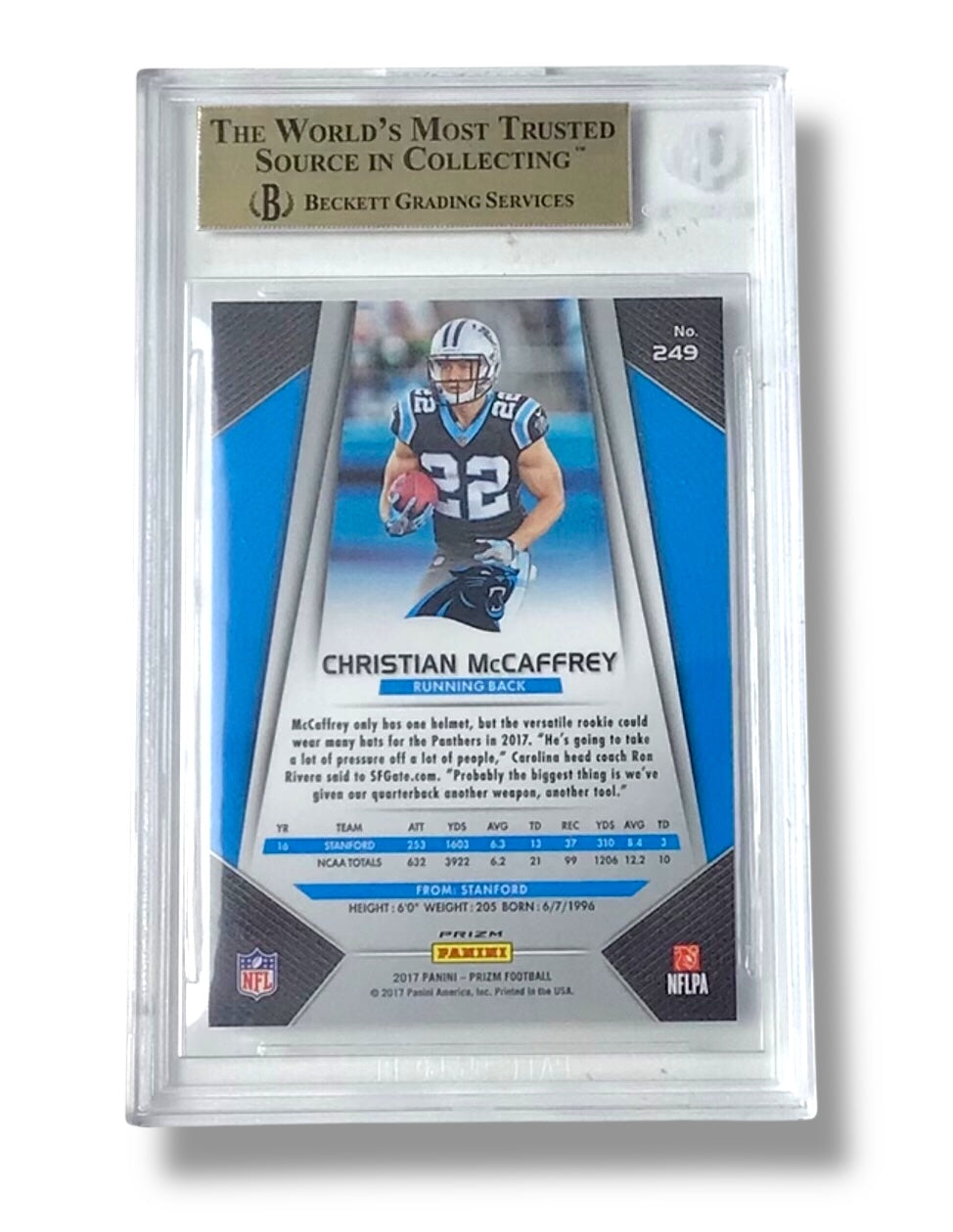 2017 Prizm Disco #249 Christian McCaffrey Rookie RC BGS 9.5