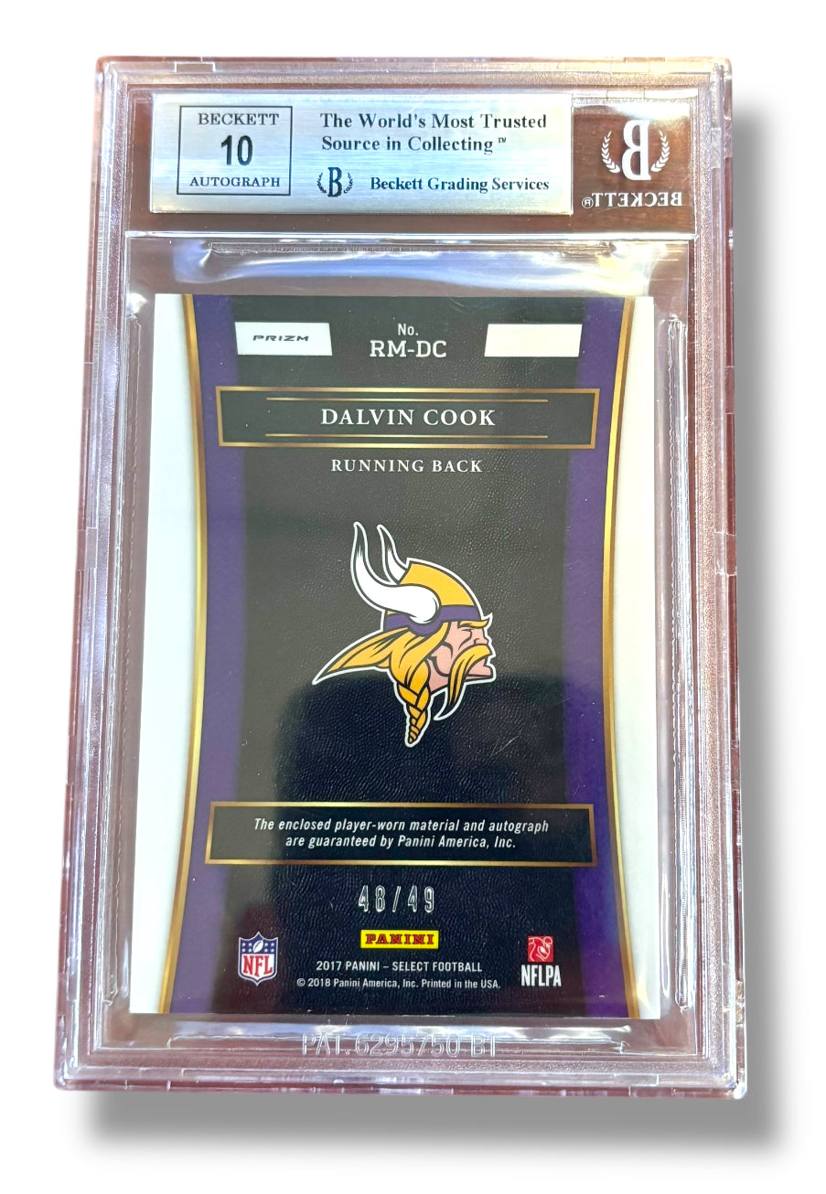 2017 Select Purple /49 Rookie Signature Dalvin Cook BGS 9 Auto 10 - 0013422039