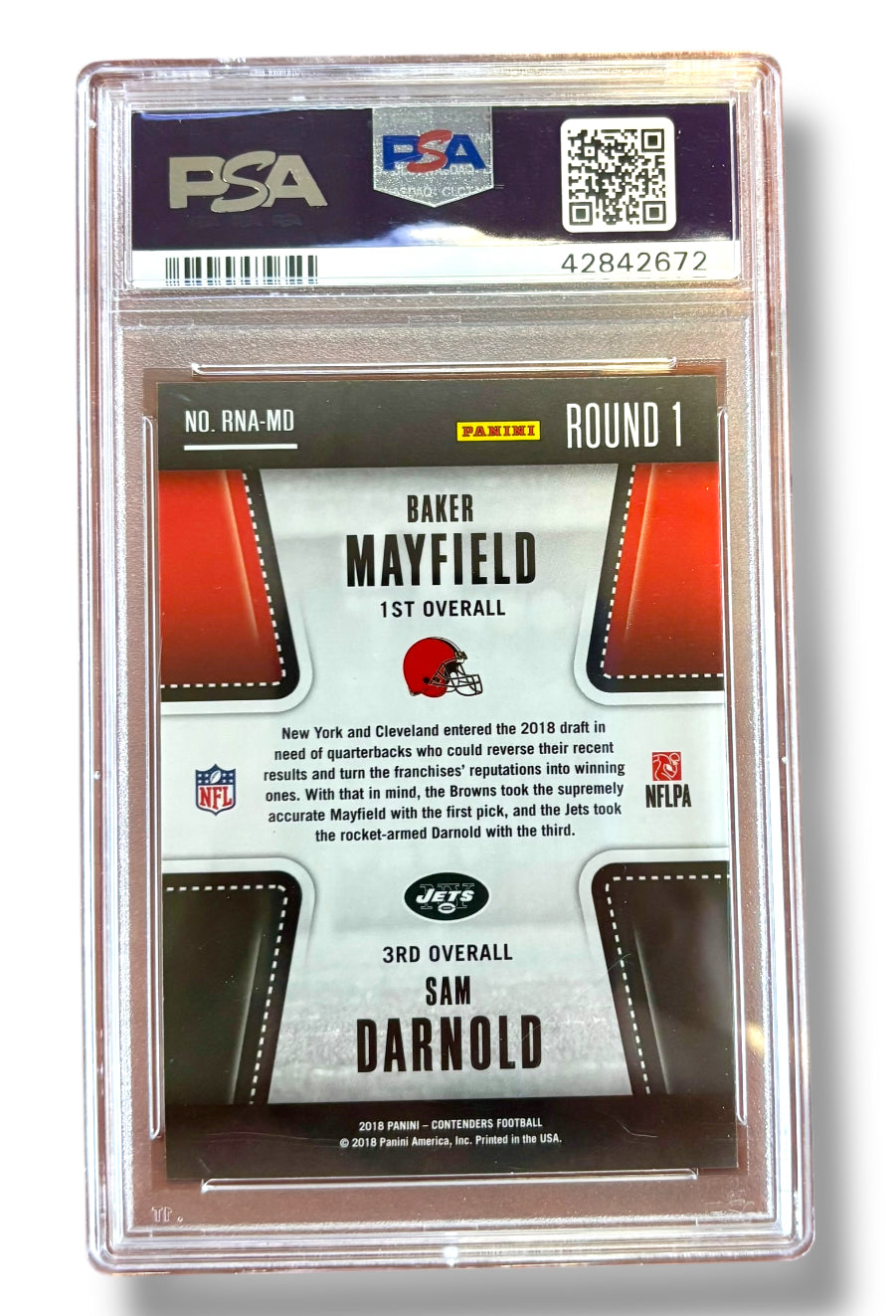 2018 Contenders Round Numbers Baker Mayfield Sam Darnold RC PSA 9 Pop 27! - 42842672