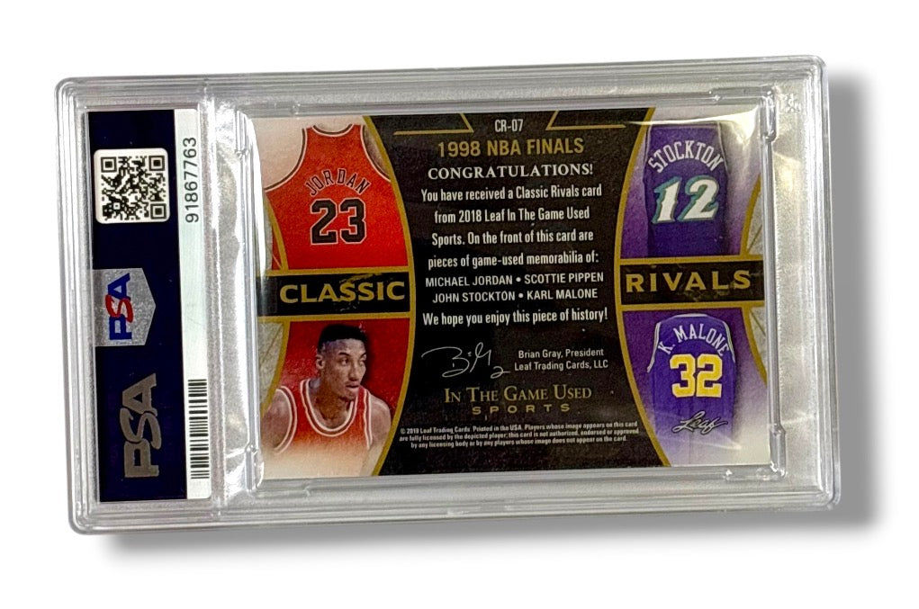 2018 Leaf ITG /20 Game Used Jersey Jordan Pippen Stockton Malone NBA Finals PSA 9