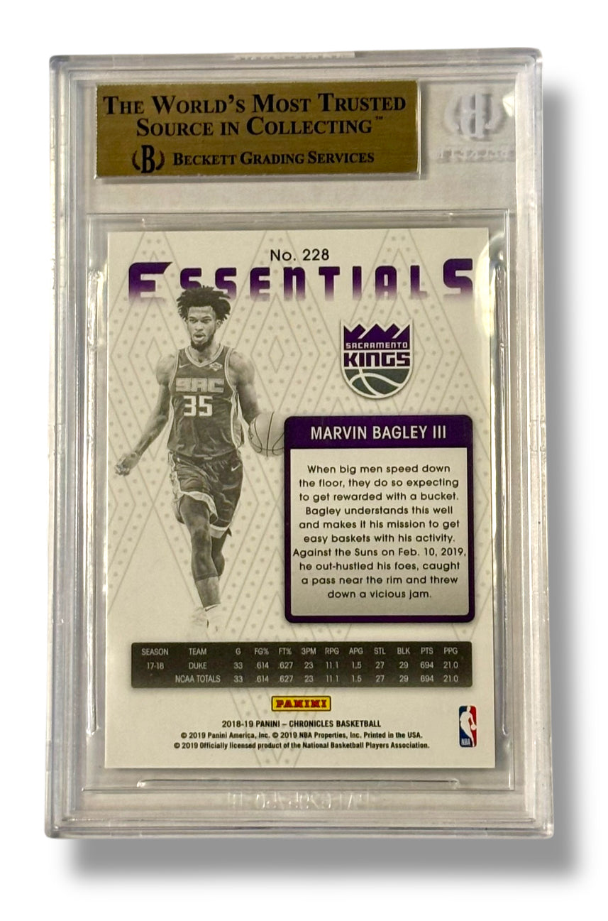2018 Panini Chronicles Pink Essentials Marvin Bagley RC BGS 9.5 Gem Mint - 0013419422