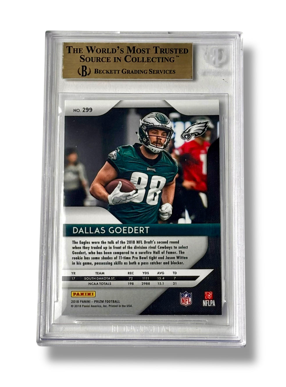 2018 Panini Prizm #299 Dallas Goedert Rookie RC BGS 9.5 Gem Mint - 0013422026