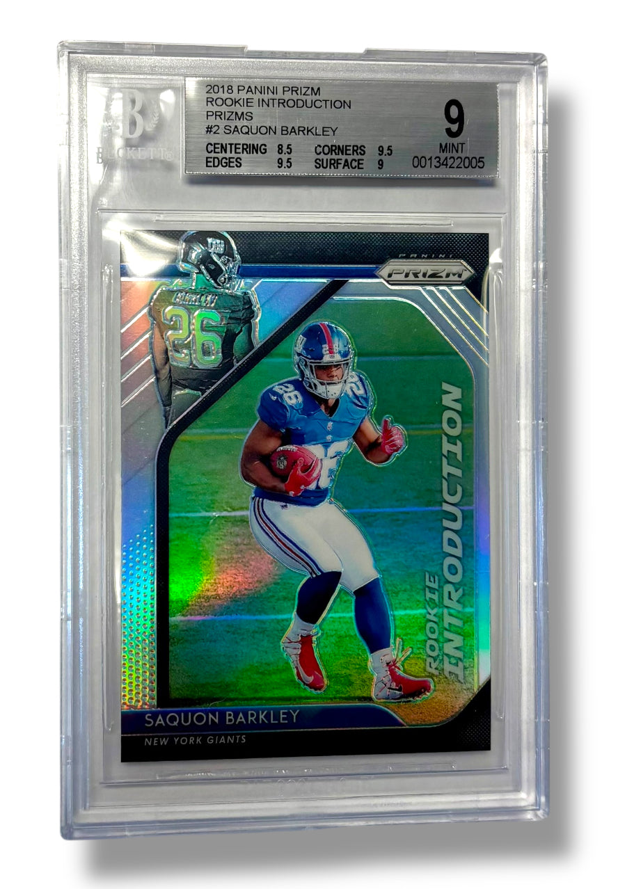 2018 Panini Prizm Silver Rookie Introduction Saquon Barkley BGS 9 Mint - 0013422005