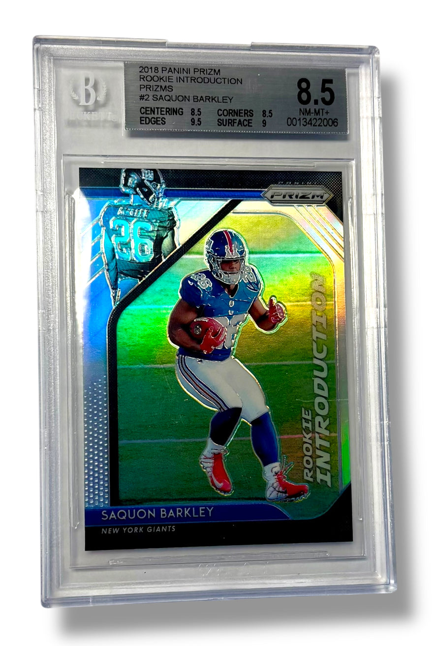 2018 Panini Prizm Silver Rookie Introduction Saquon Barkley RC BGS 8.5 - 0013422006