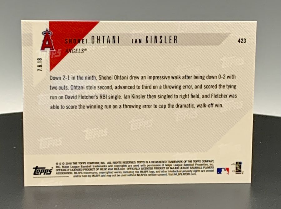 2018 Topps Now Shohei Ohtani Ian Kinsler Angels Stunning Comeback 7.6.18 #423