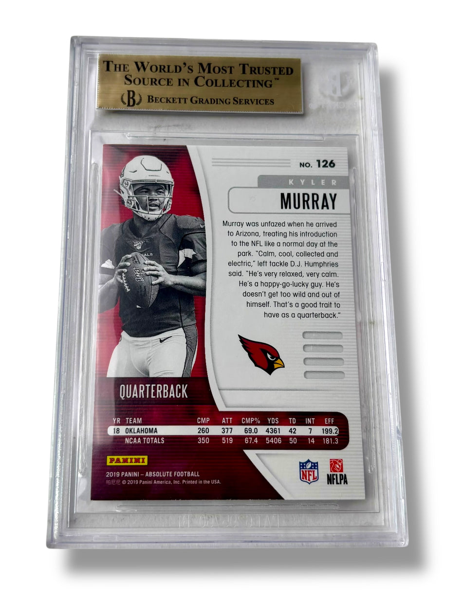 2019 Absolute #126 Kyler Murray Rookie RC BGS 9.5 Gem Mint - 0013420202
