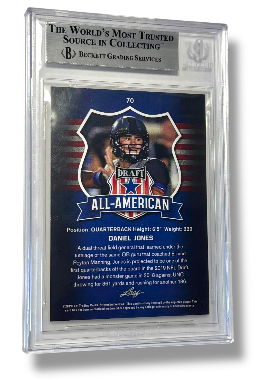 2019 Leaf Draft Gold #70 AA Daniel Jones Rookie RC BGS 9 - 0013421081