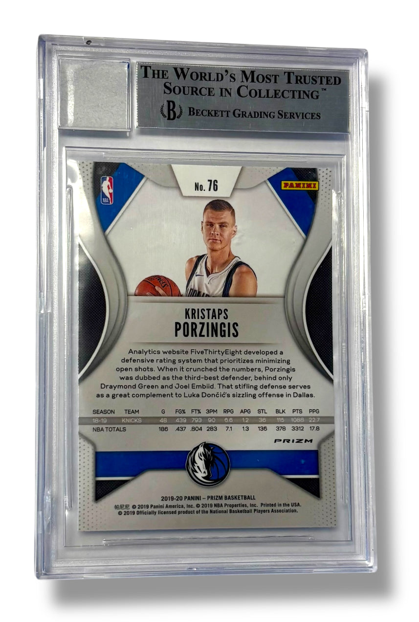 2019 Panini Prizm Silver Kristaps Porzingis Game Used Jersey 2015 RC YR BGS