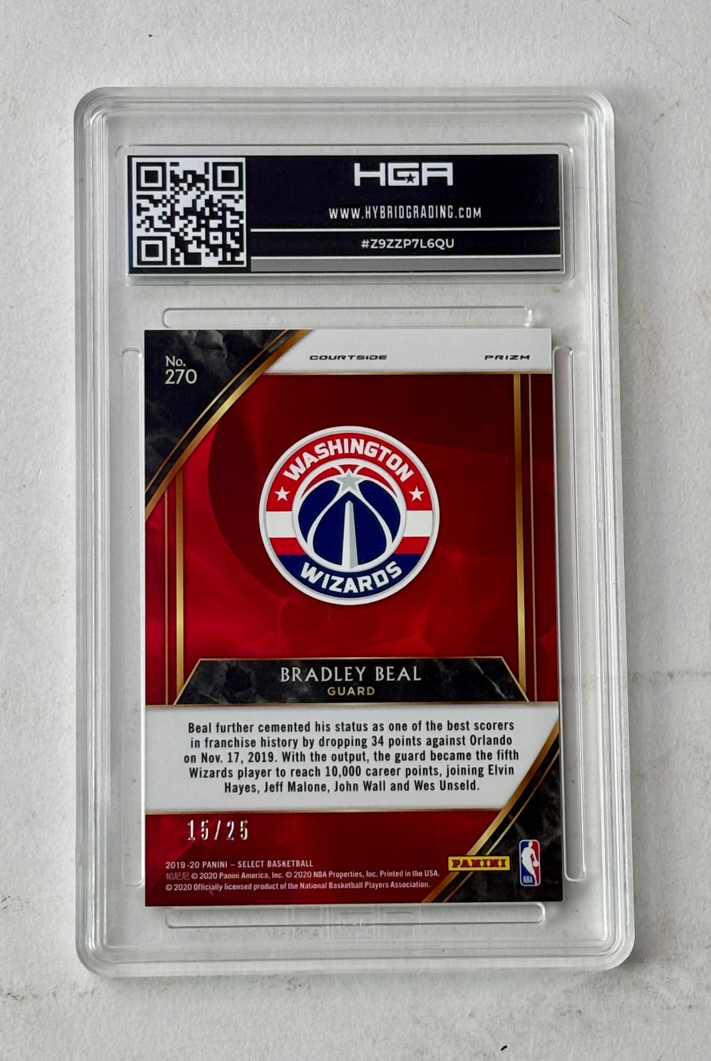 2019 Select Courtside Blue Disco /25 Bradley Beal HGA 9.5 - #Z9ZZP7L6QU