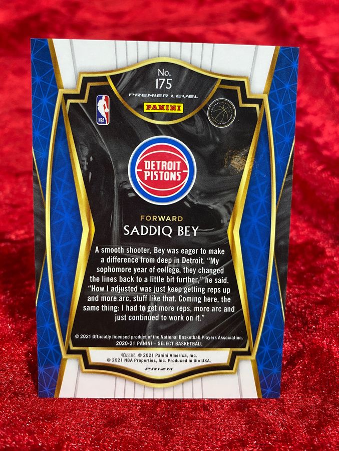 2020-21 Saddiq Bey Select Premier Level Prizm Rookie #175 RC RARE SSP
