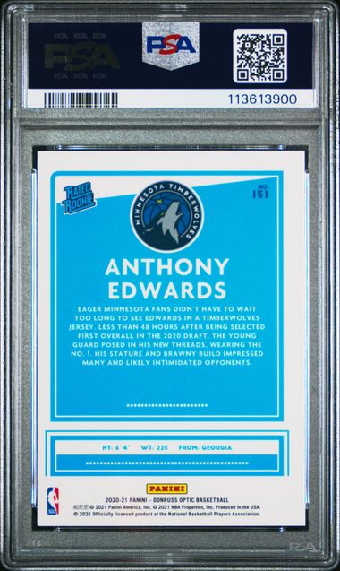 2020 Donruss Optic #151 Anthony Edwards Rookie RC PSA 8 - 113613900