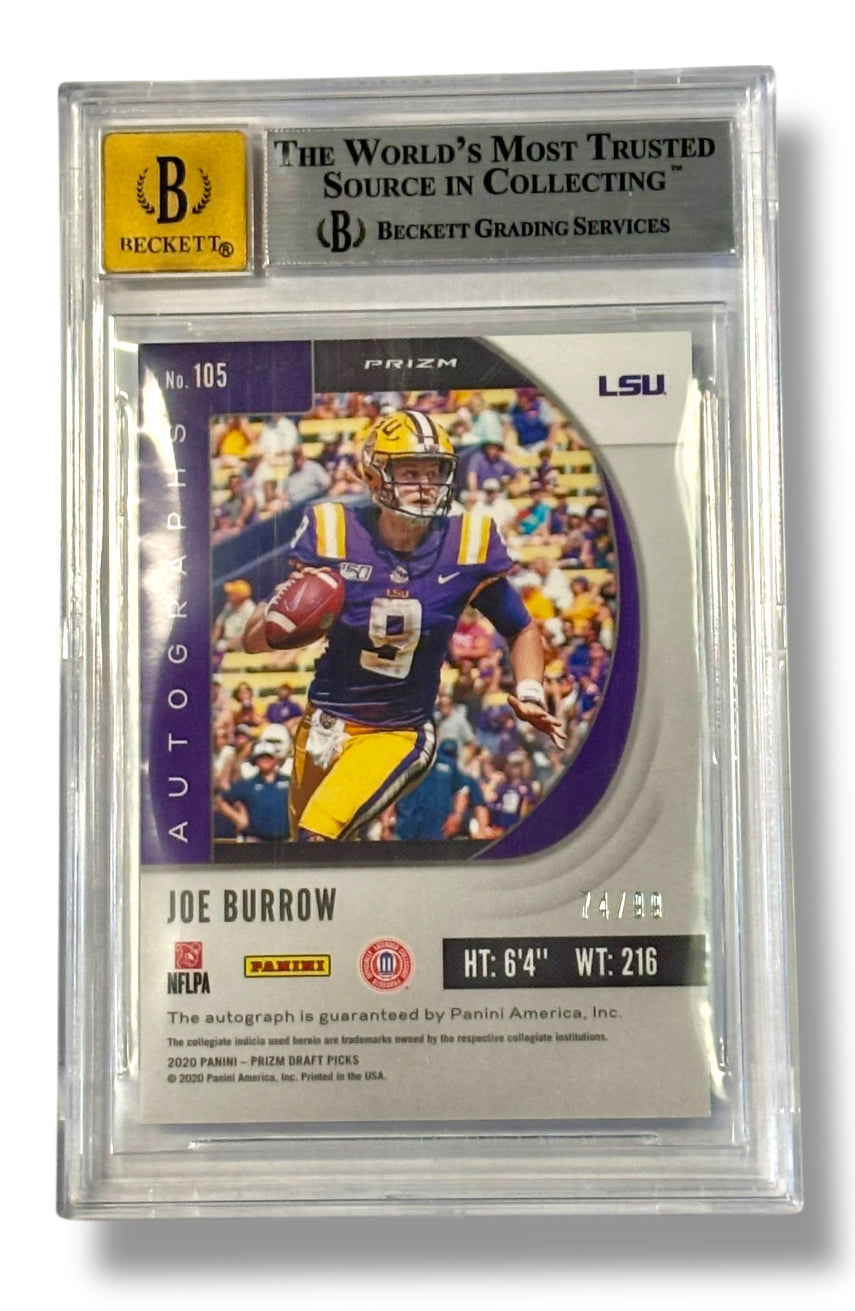 2020 Prizm Draft Picks /99 Joe Burow Rookie RC BGS 9 Auto 10 - 0013422012