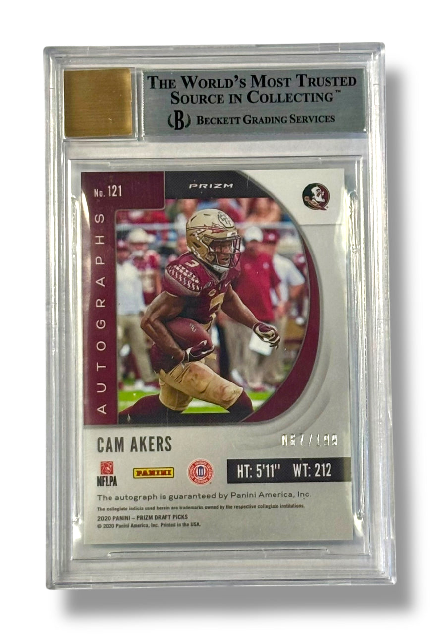 2020 Prizm Draft Picks Purple & Green /199 Cam Akers RC BGS 9 Auto 9 - 0013422015