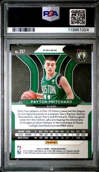 2020 Prizm Green Color Match Payton Pritchard Rookie RC PSA 9 Pop 48! - 113851324