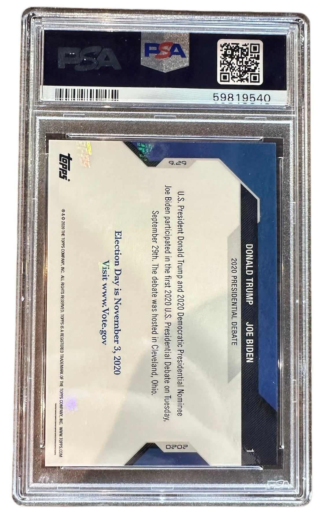 2020 Topps Now D.Trump/J.Biden Election #1 PSA 10