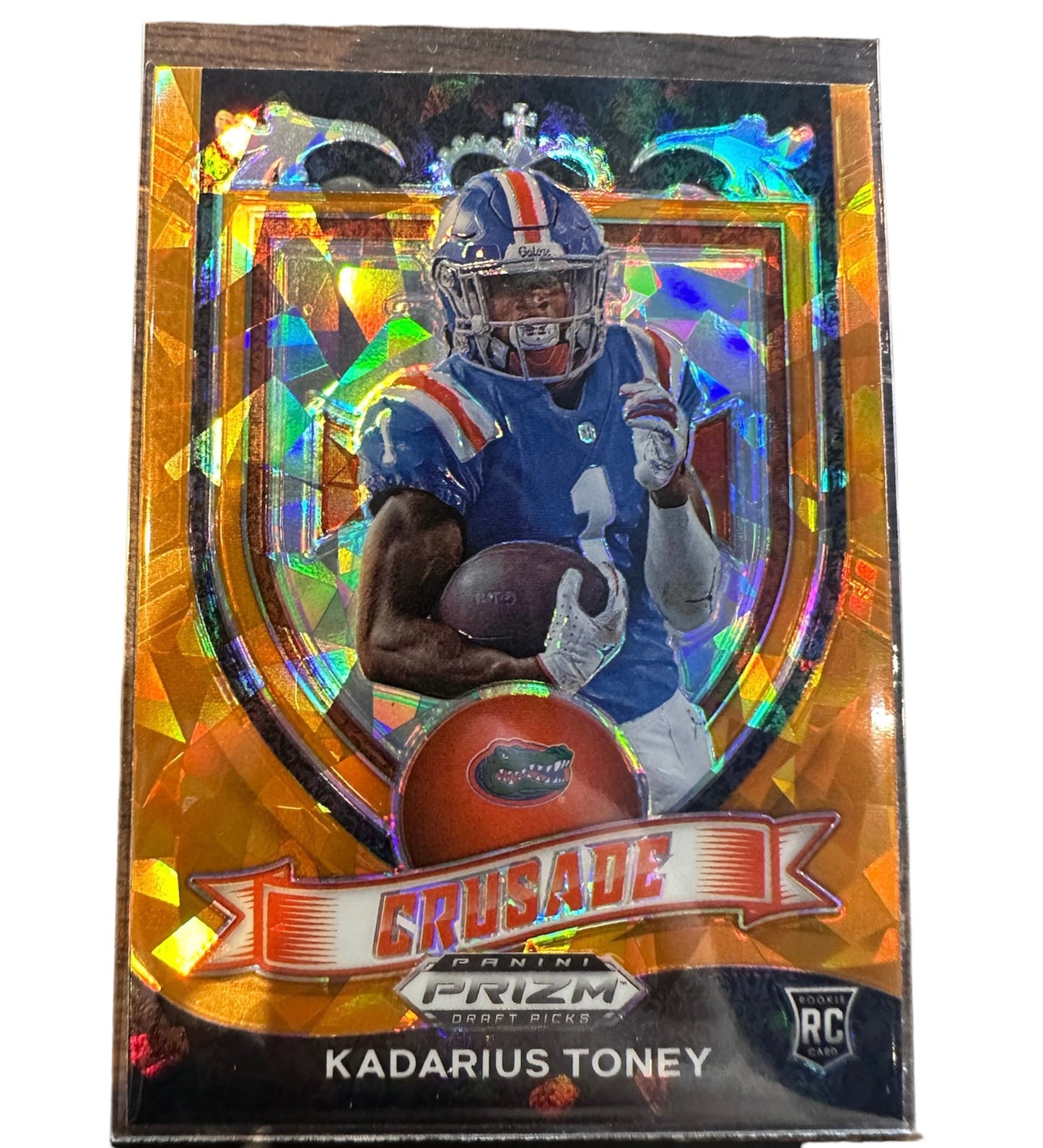 2021 Draft Picks Kadarius Toney #176 Crusade Orange Cracked Ice Rookie Card