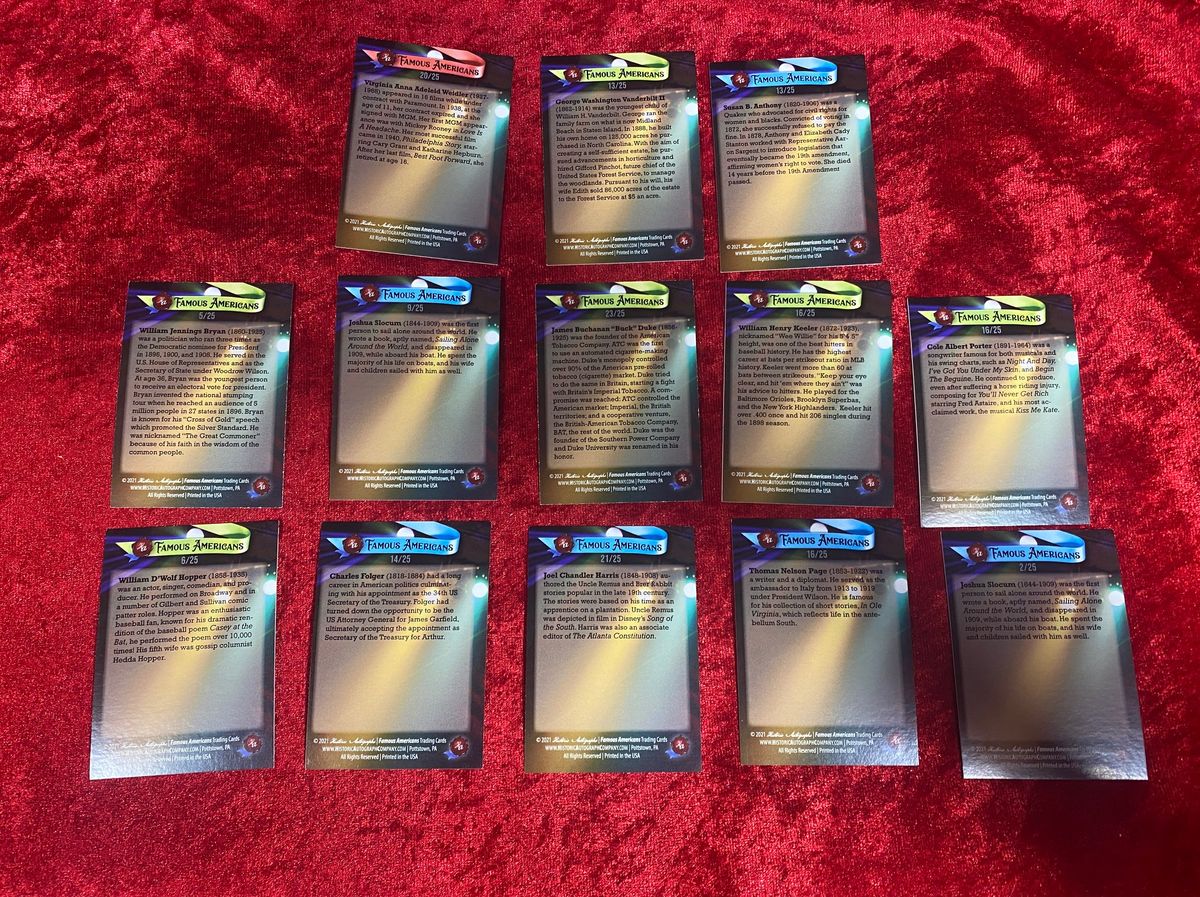 2021 Historic Famous Americans SSP /25 - Lot of 13
