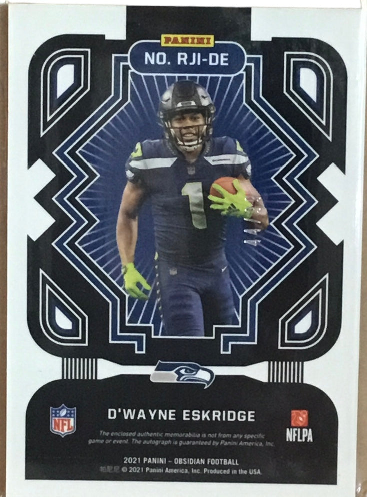 2021 Panini Obsidian D'Wayne Eskridge RC Dual Patch AUTO RPA 44/99 Seahawks