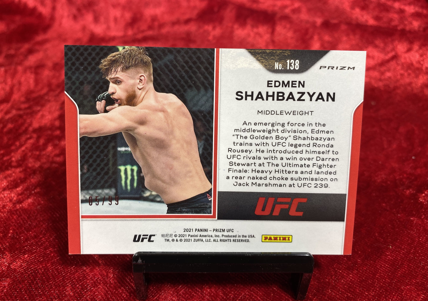 2021 Panini Orange Prizm UFC #138 Edmen Shahbazyan Middleweight 5/99